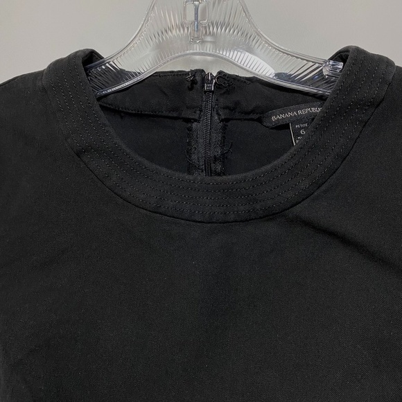 Banana Republic Black Pencil Dress Short Sleeve Stretch Petite Size 6 - Picture 4 of 6